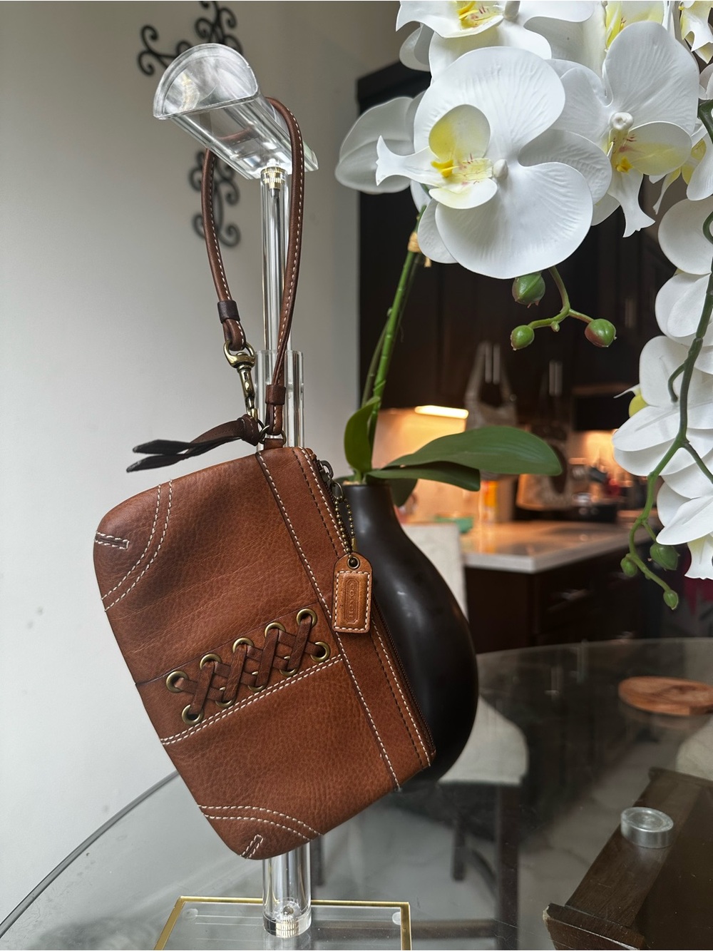 Coach laced up wristlet
